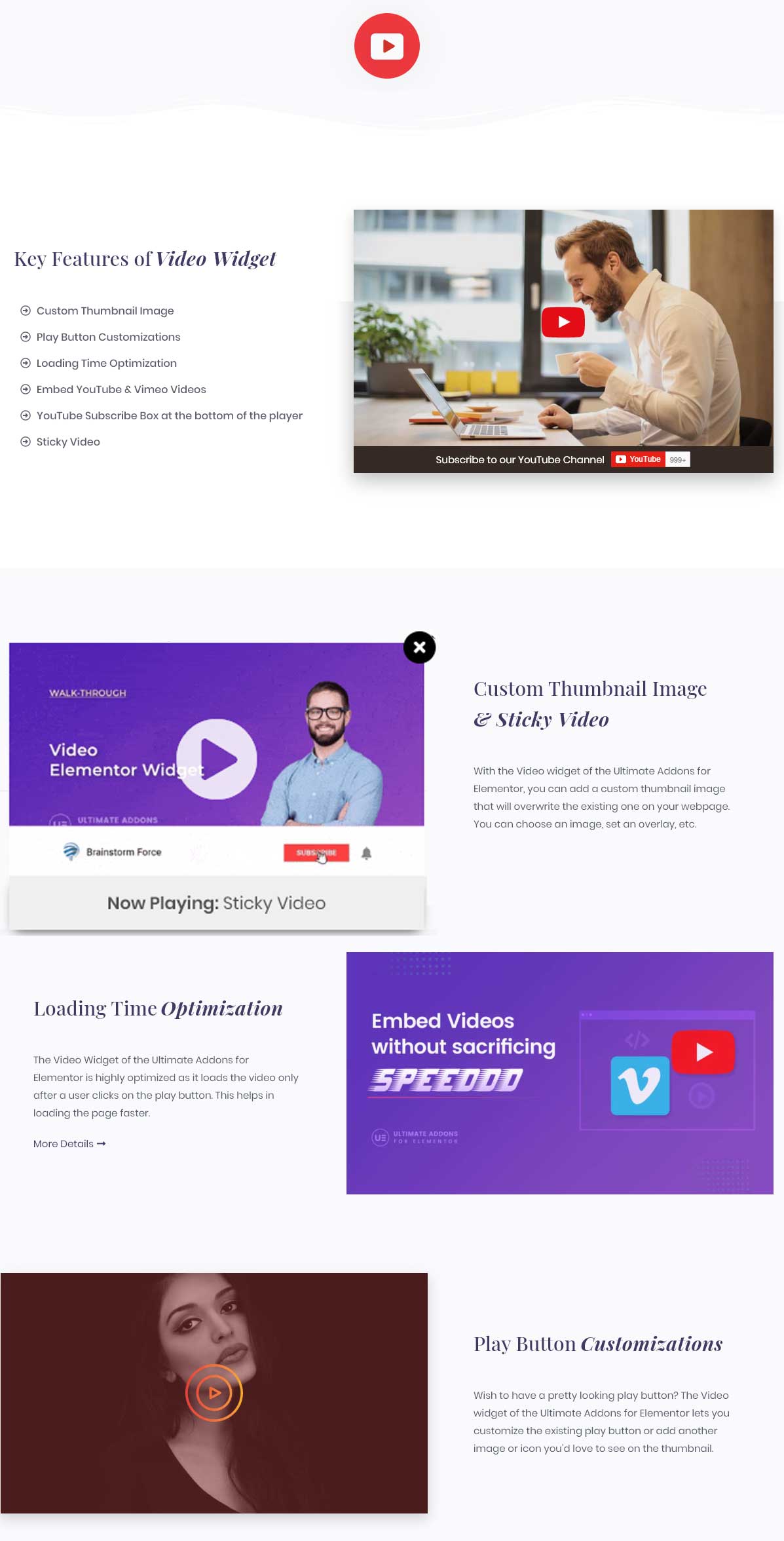 Lettore video da Ultimate Addons per Elementor