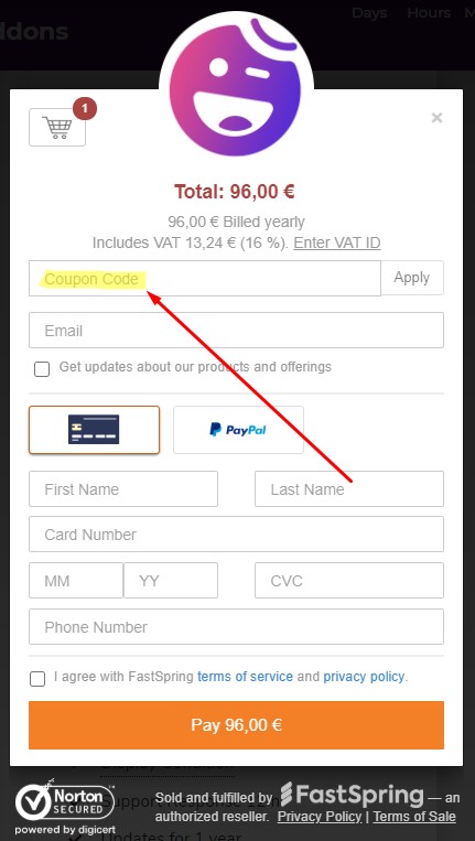 HappyAddons - Inserisci il codice Coupon durante il checkout