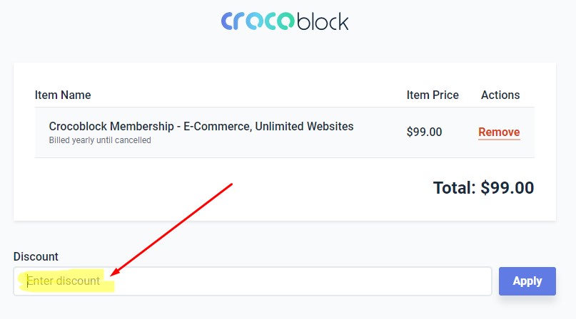 Crocoblock - Enter discount -