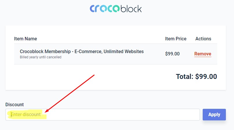 Crocoblock - Inserisci lo sconto -