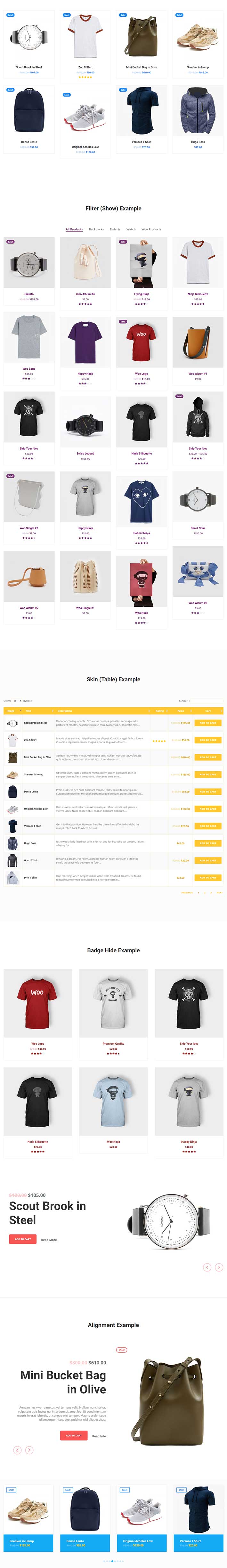 Galleria di prodotti WooCommerce Widget da Element Pack per Elementor