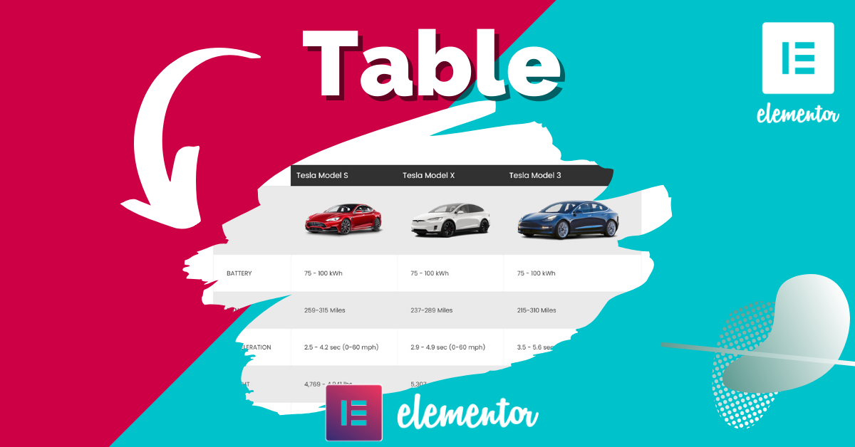 Table Official Elementor Addons, Plugins and Widgets