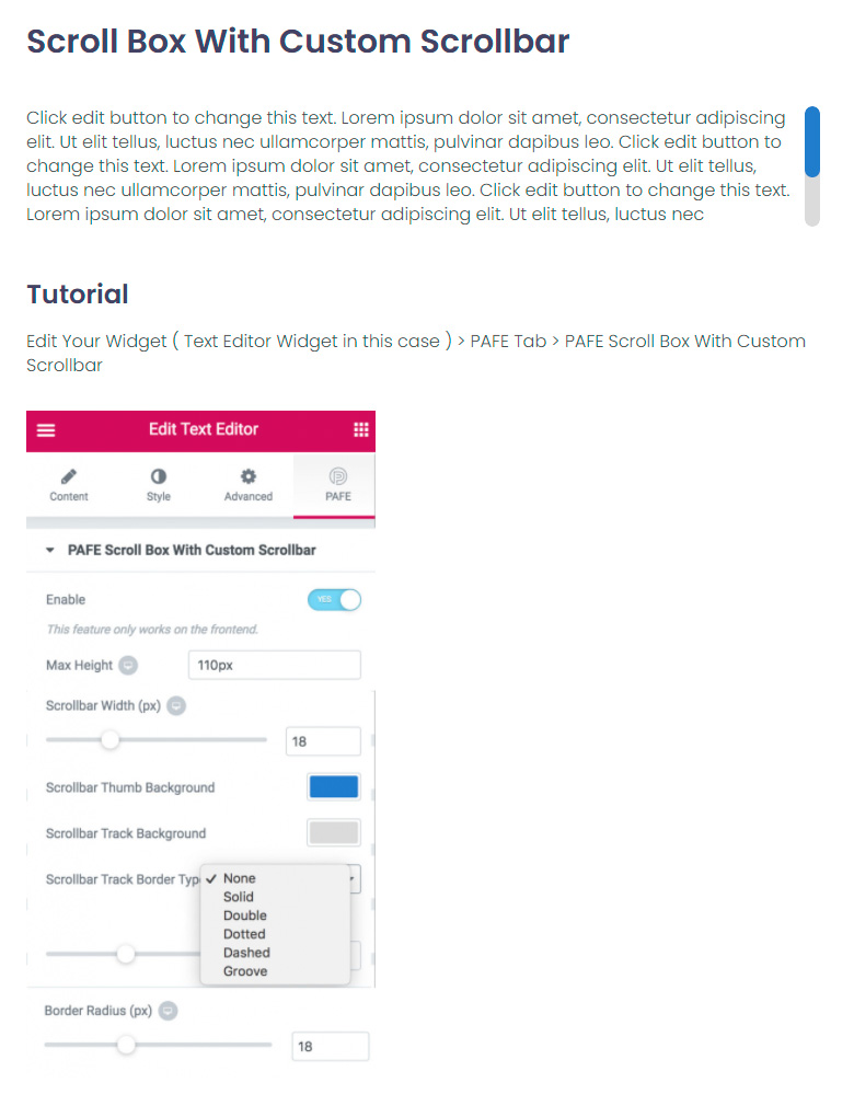 Scroll box Widget bij Piotnet Addons voor Elementor
