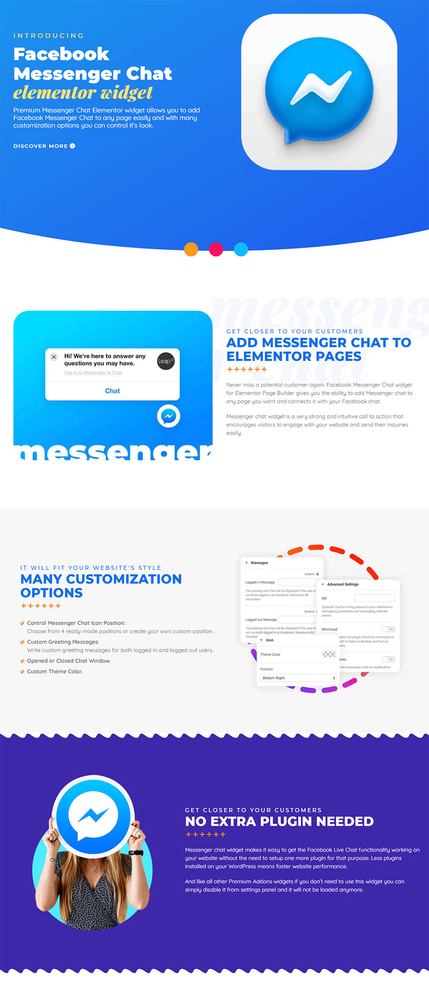 Facebook Messenger Widget da Premium Addons per Elementor