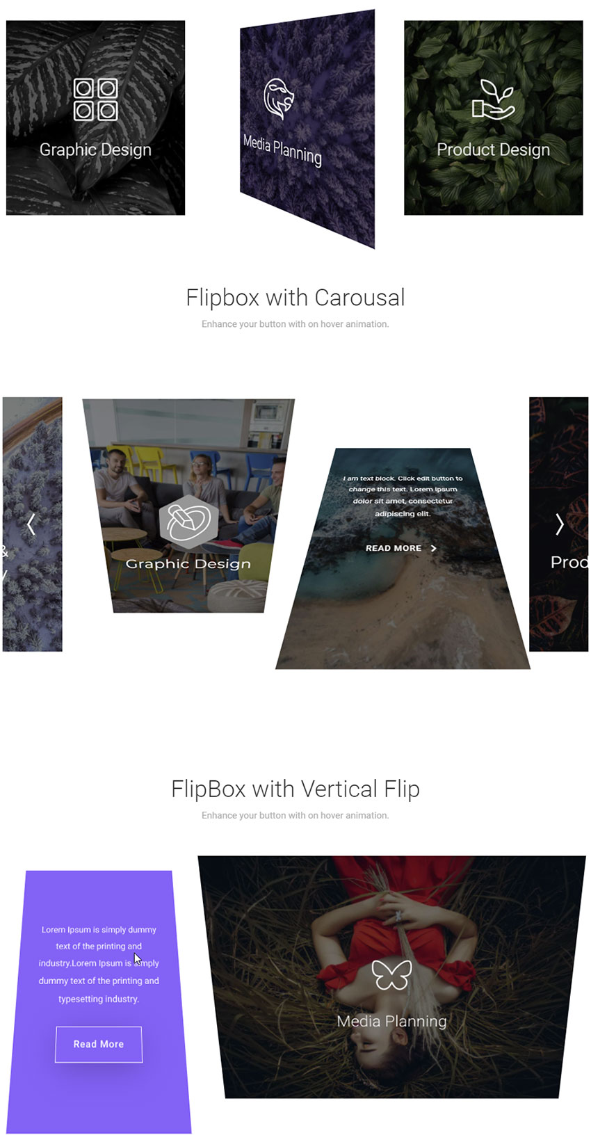 Flip Box - Caja animada 3D Widget por The Plus Addons para Elementor