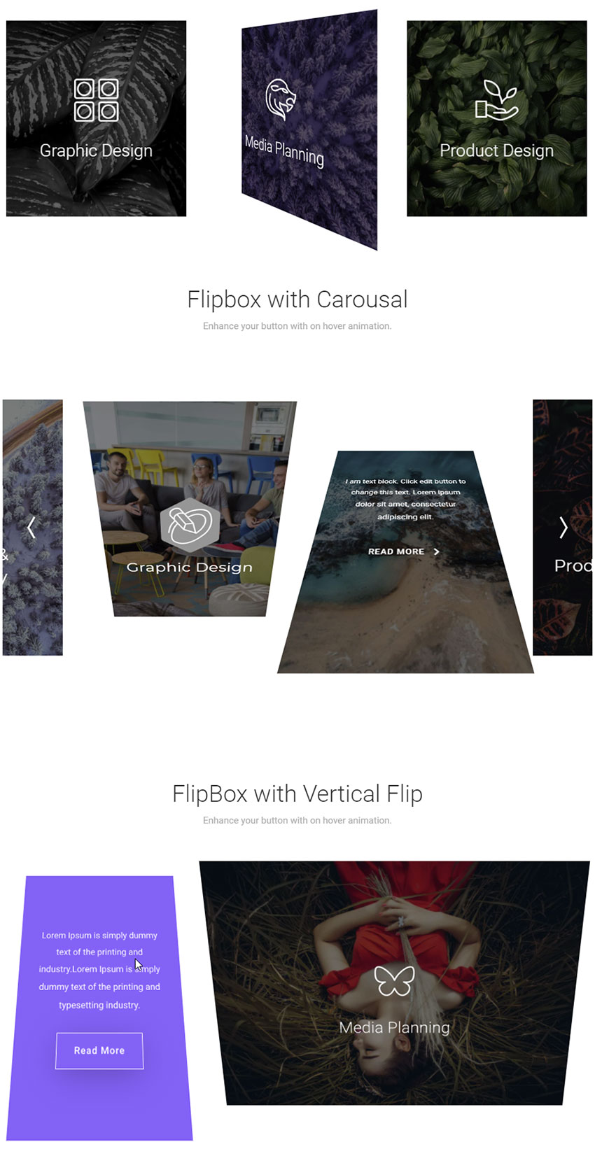 Flip Box - Scatola animata 3D Widget da The Plus Addons per Elementor