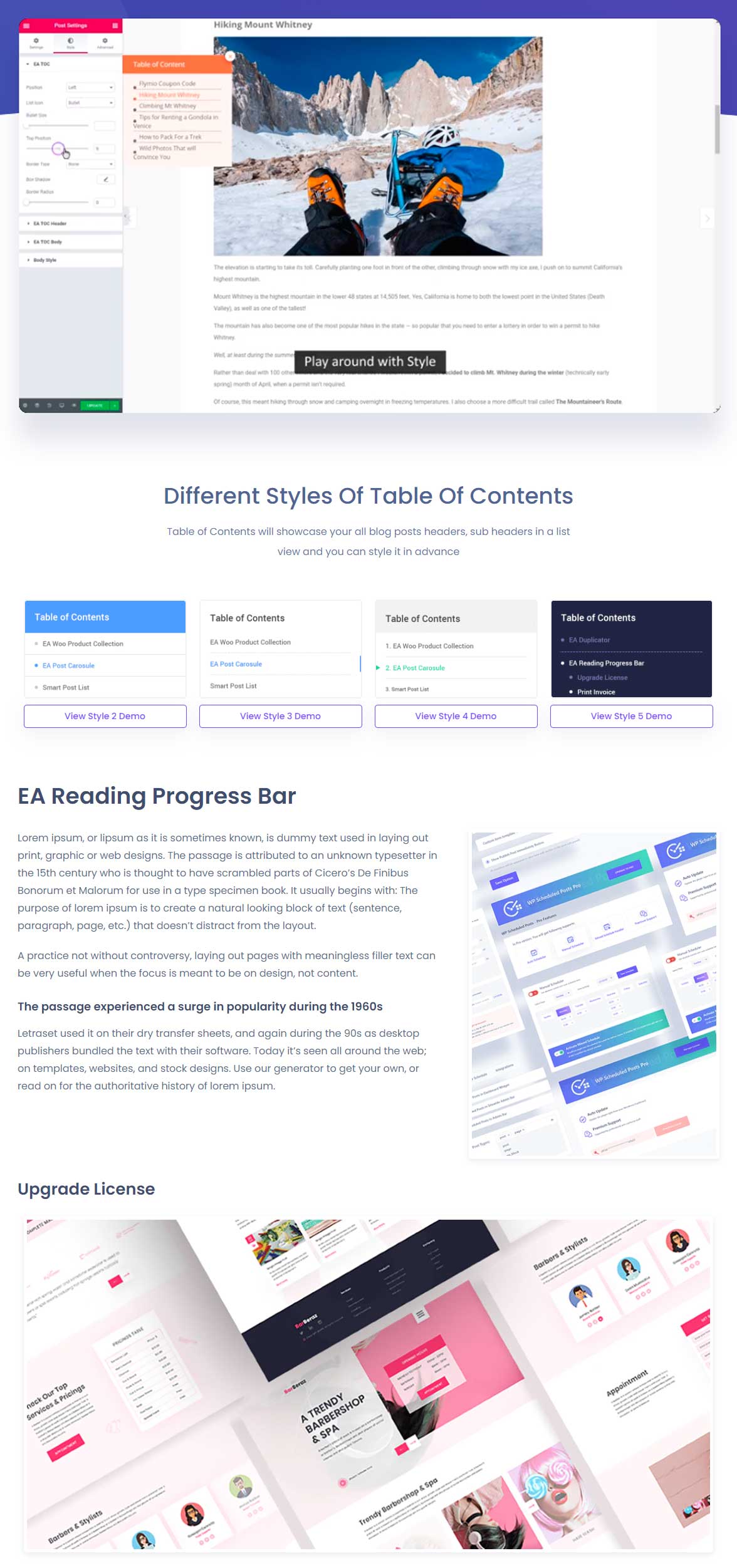 Tabella dei contenuti Widget da Essential Addons per Elementor