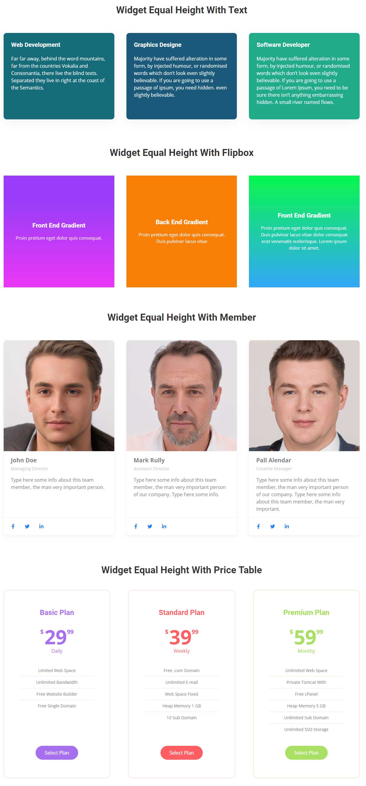 Colonna Extra Widget da Element Pack per Elementor