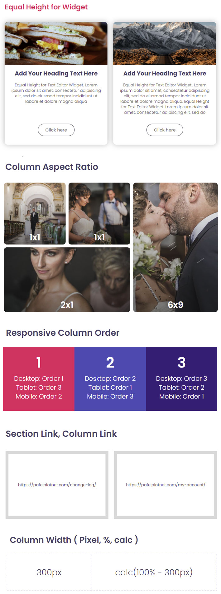 Colonna Extra Widget da Piotnet Addons per Elementor