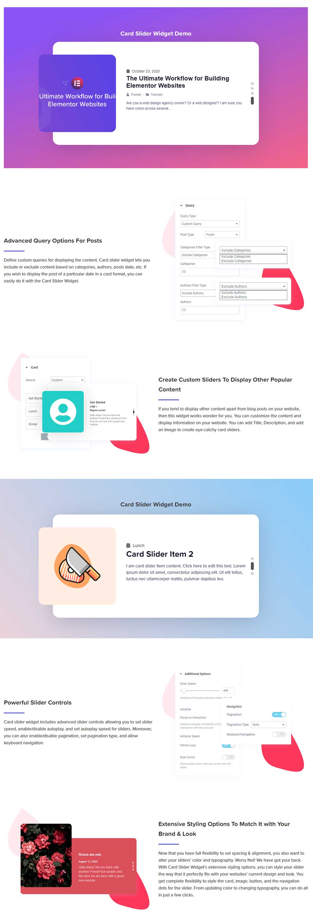 Slider Image / Card / Panel Widget by PowerPack for Elementor