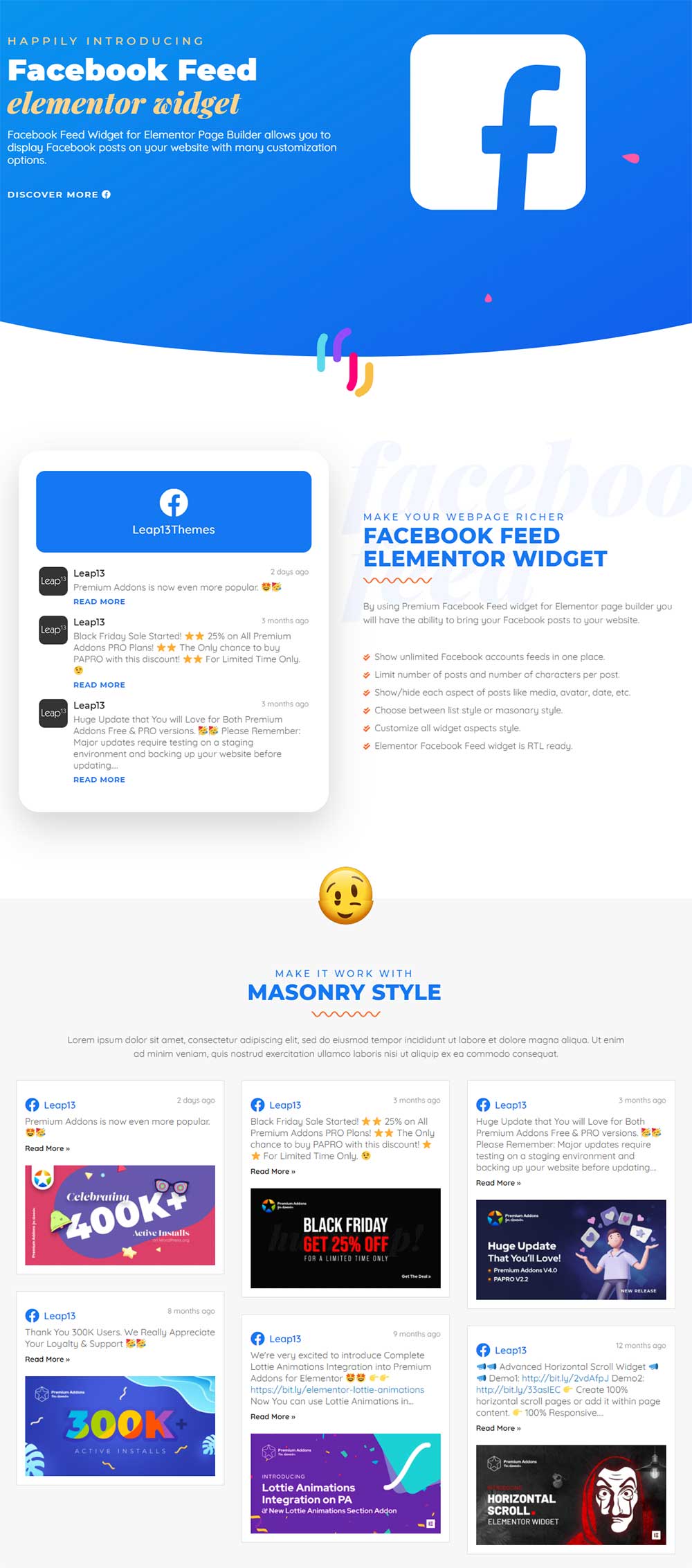 Facebook Feed Widget by Premium Addons for Elementor