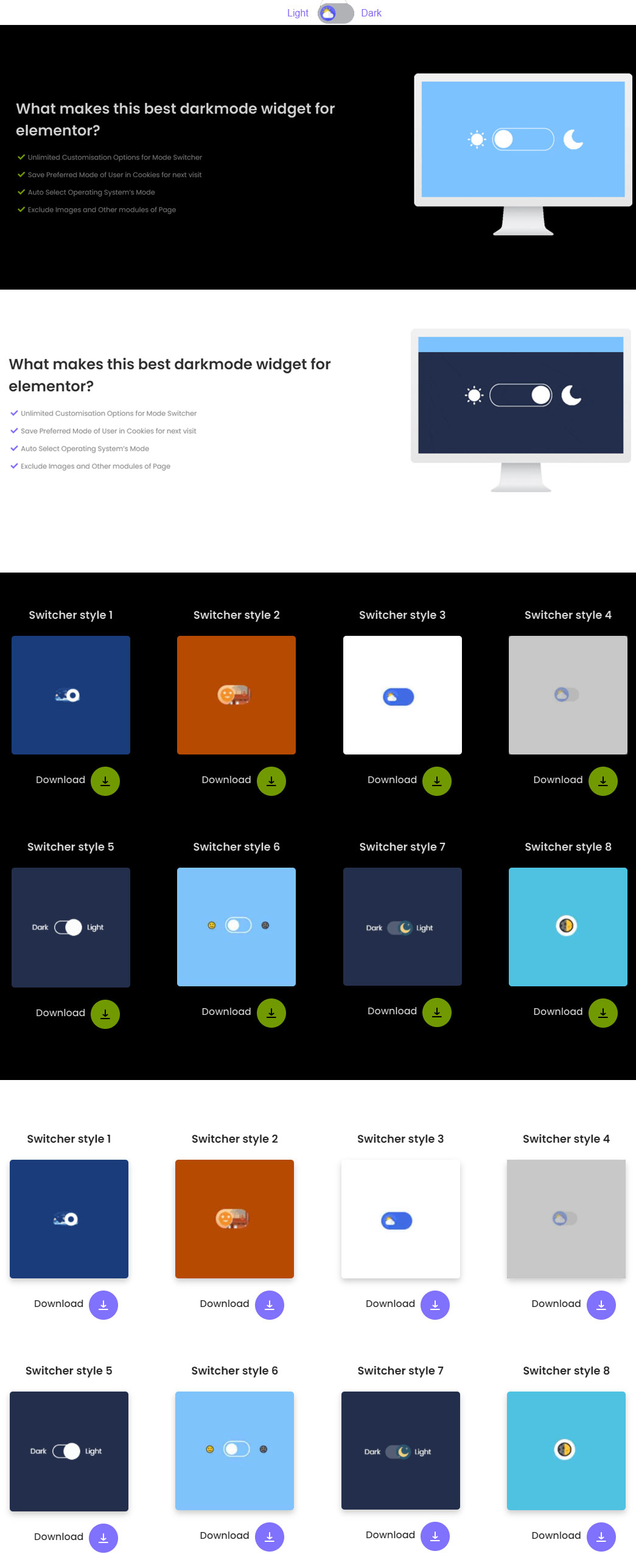 Modalità scura Widget da The Plus Addons per Elementor
