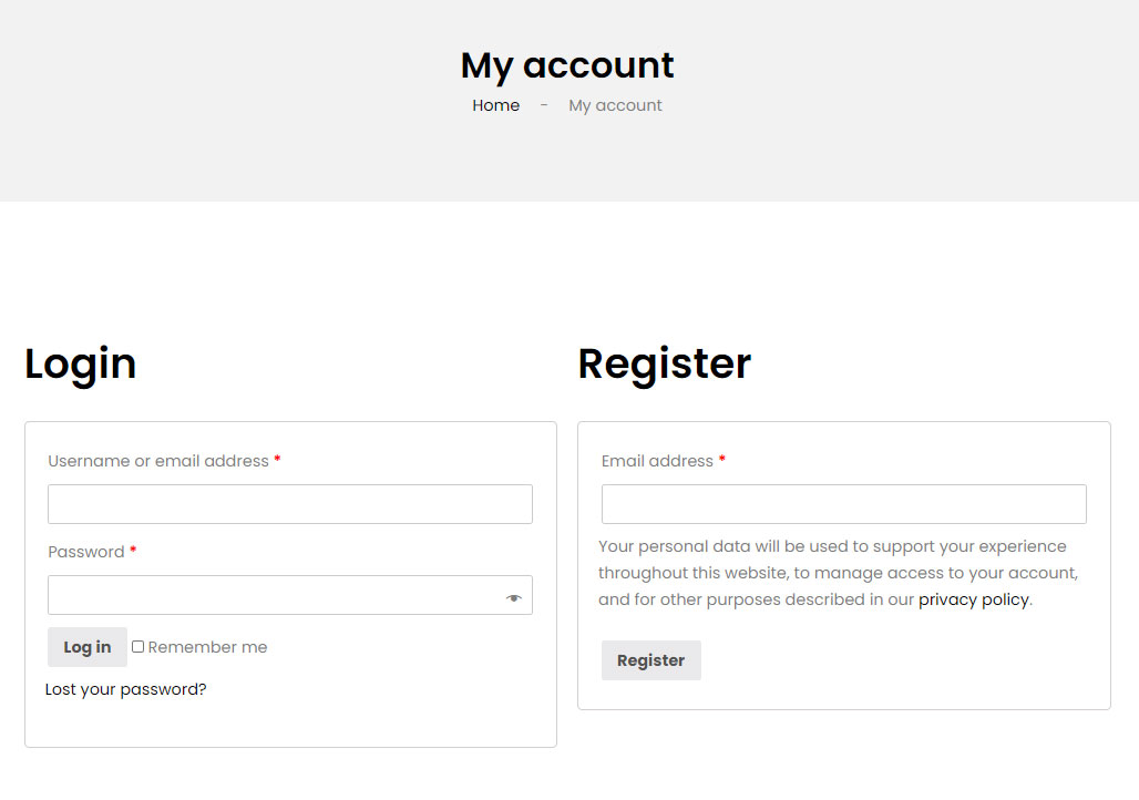 Il mio account Widget per WooCommerce da WooLentor per Elementor
