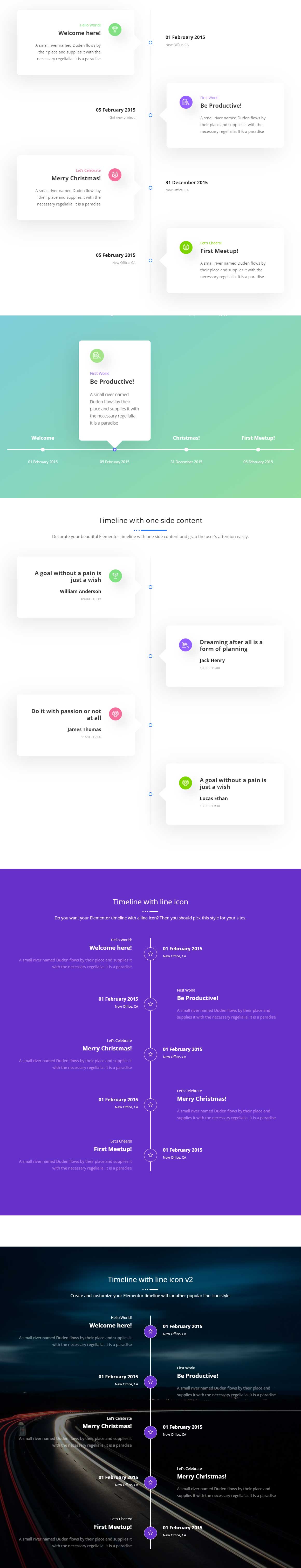 Timeline Widget da ElementsKit per Elementor