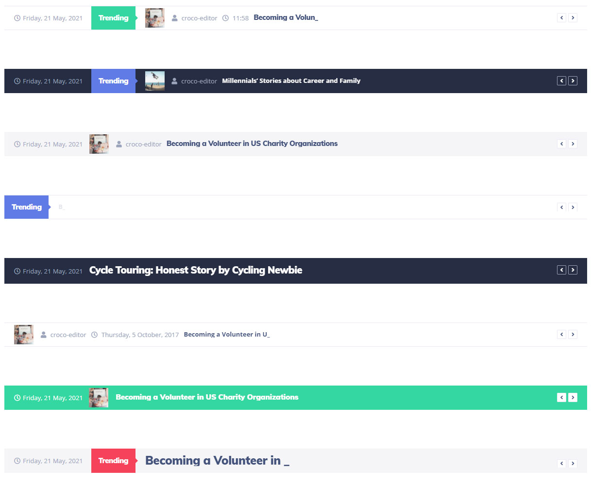 Ticker News Widget di Crocoblock per Elementor