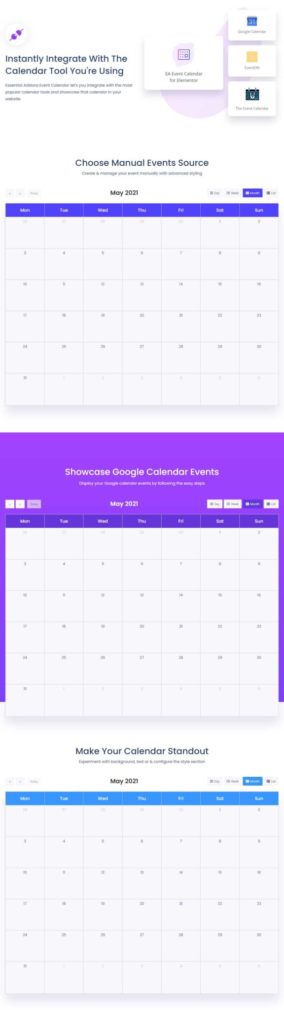 Calendar Official Elementor Addons, Plugins and Widgets