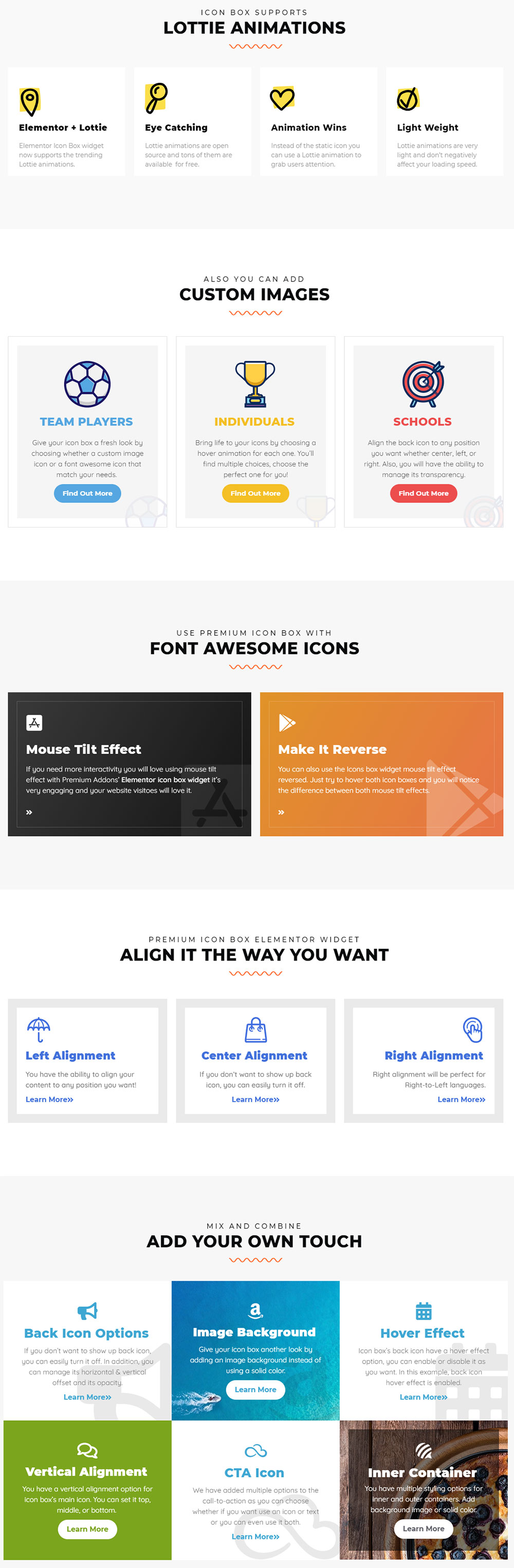 Icona / Info Box Widget da Premium Addons per Elementor