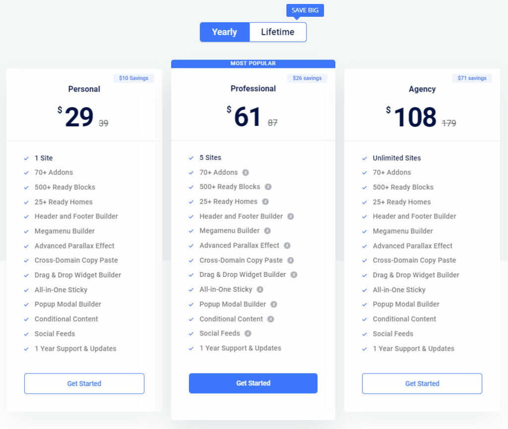 ElementsKit for Elementor Pricing and Plans