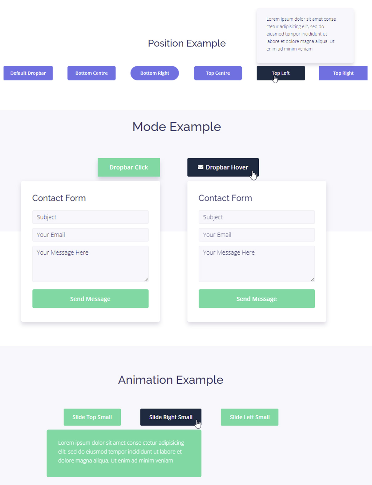 Fenêtre de prévisualisation Dropbar Widget par Crocoblock pour Elementor