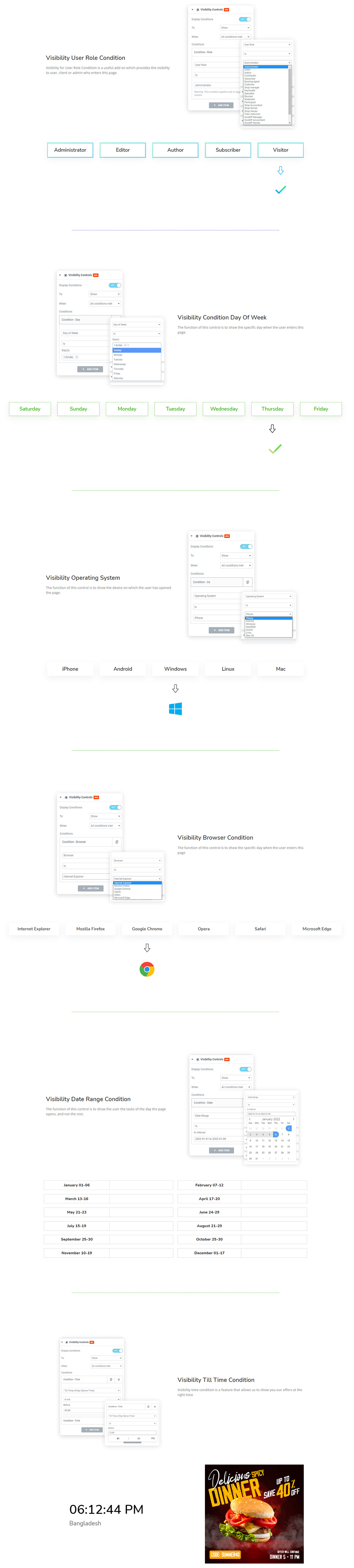 Condizioni di visualizzazione Regole di visualizzazione Widget per Element Pack per Elementor