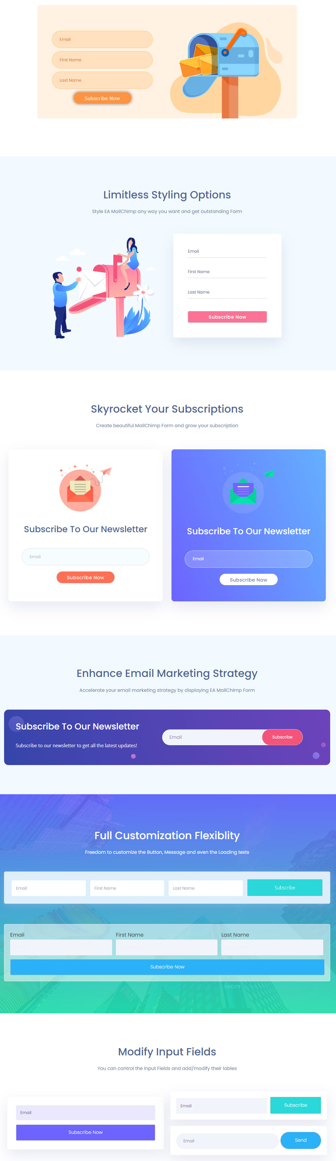 MailChimp Widget par Essential Addons pour Elementor