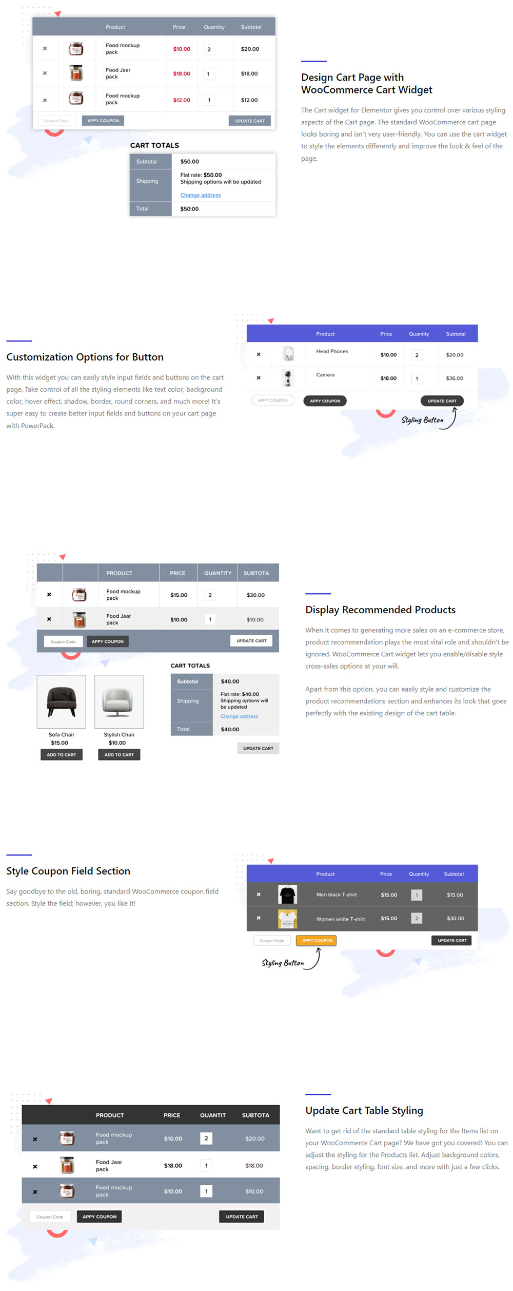 WooCommerce Cart Page Widget da PowerPack per Elementor
