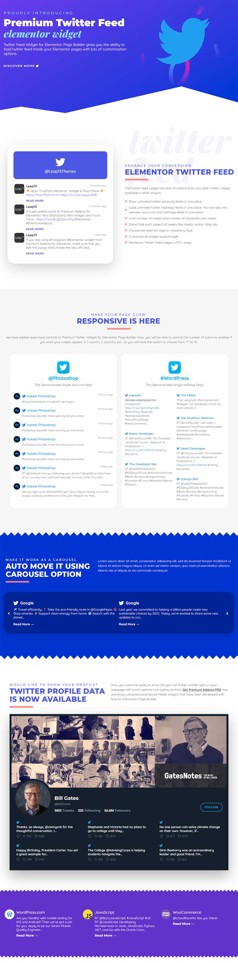 Twitter Feed Widget por Premium Addons para Elementor