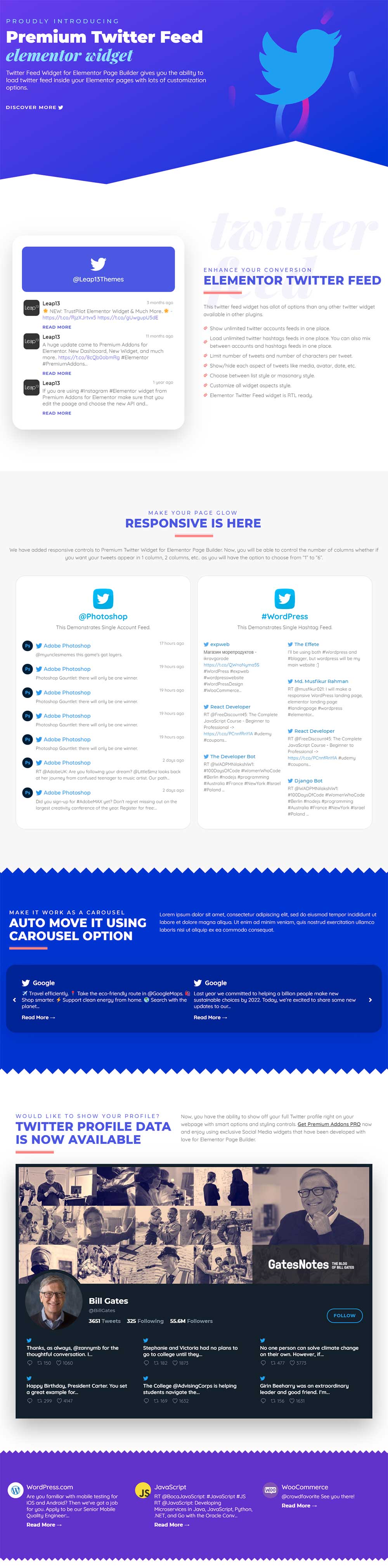 Twitter Feed Widget da Premium Addons per Elementor