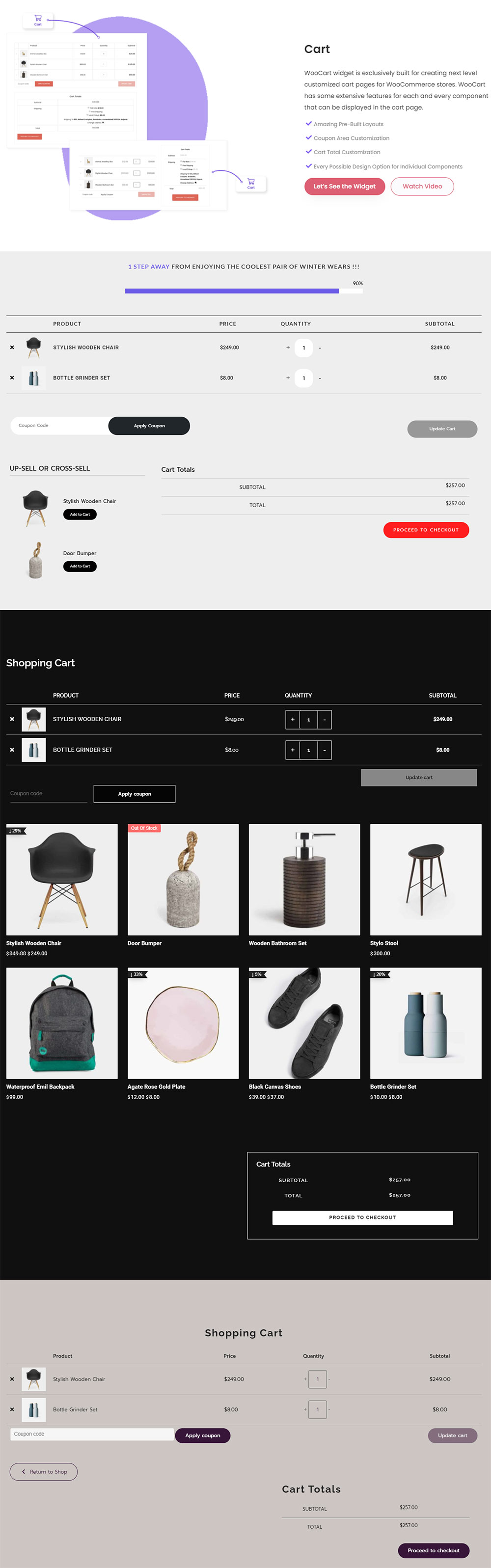 WooCommerce Cart Page Widget da The Plus Addons per Elementor