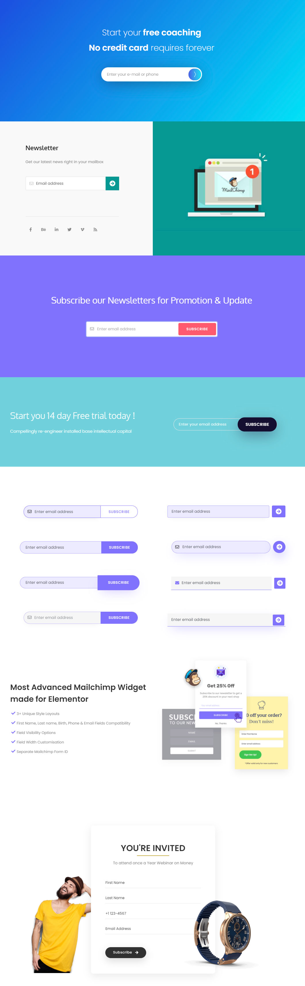 MailChimp Widget von The Plus Addons für Elementor