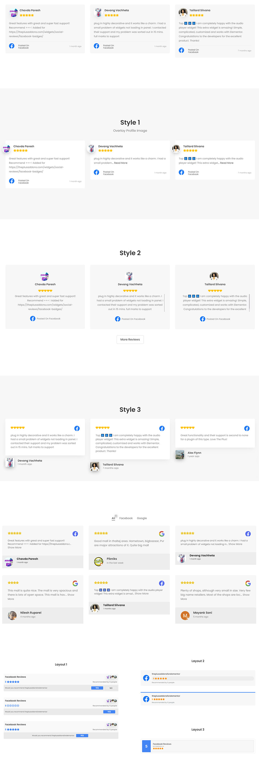 Facebook Recensioni Widget di The Plus Addons per Elementor