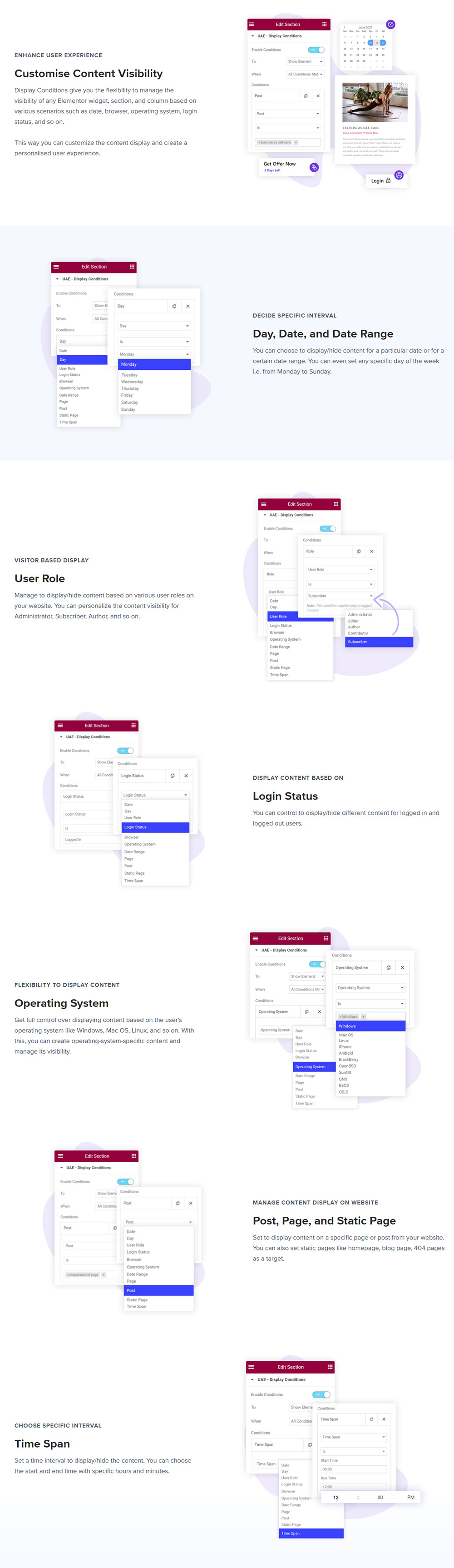 Condizioni di visualizzazione Regole di visualizzazione Widget per Ultimate Addons per Elementor