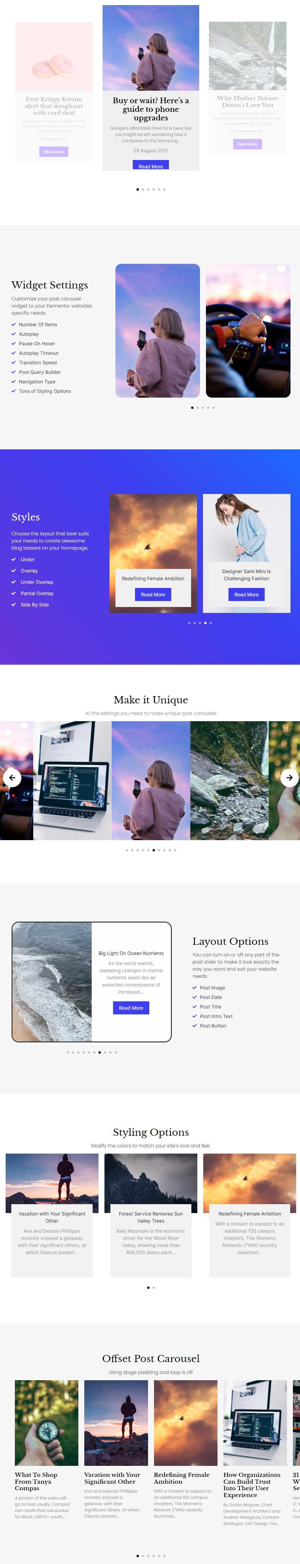 Posten Carrousel & Slider Widget bij Unlimited Elements voor Elementor