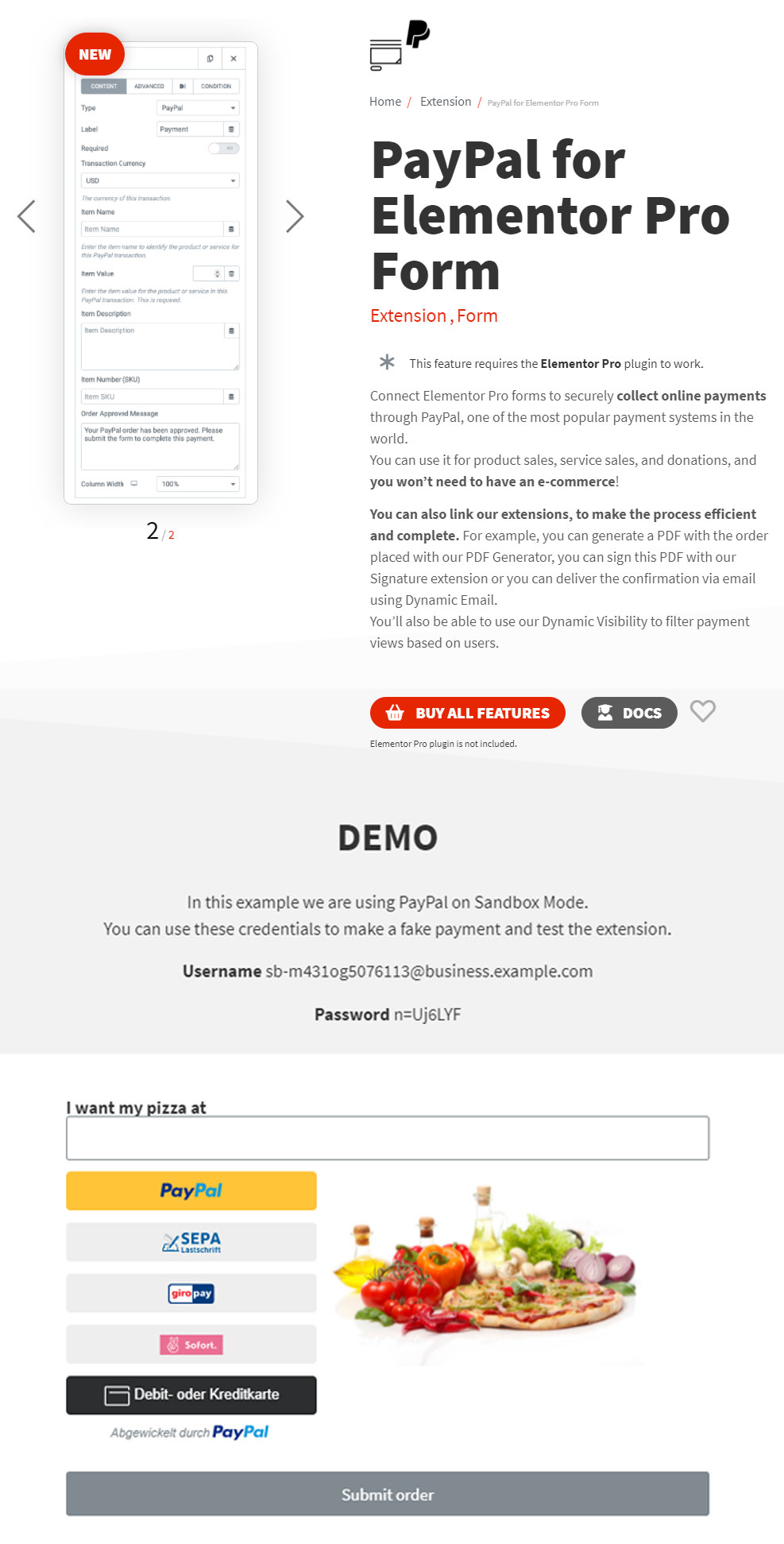 PayPal Widget durch Dynamic.ooo für Elementor