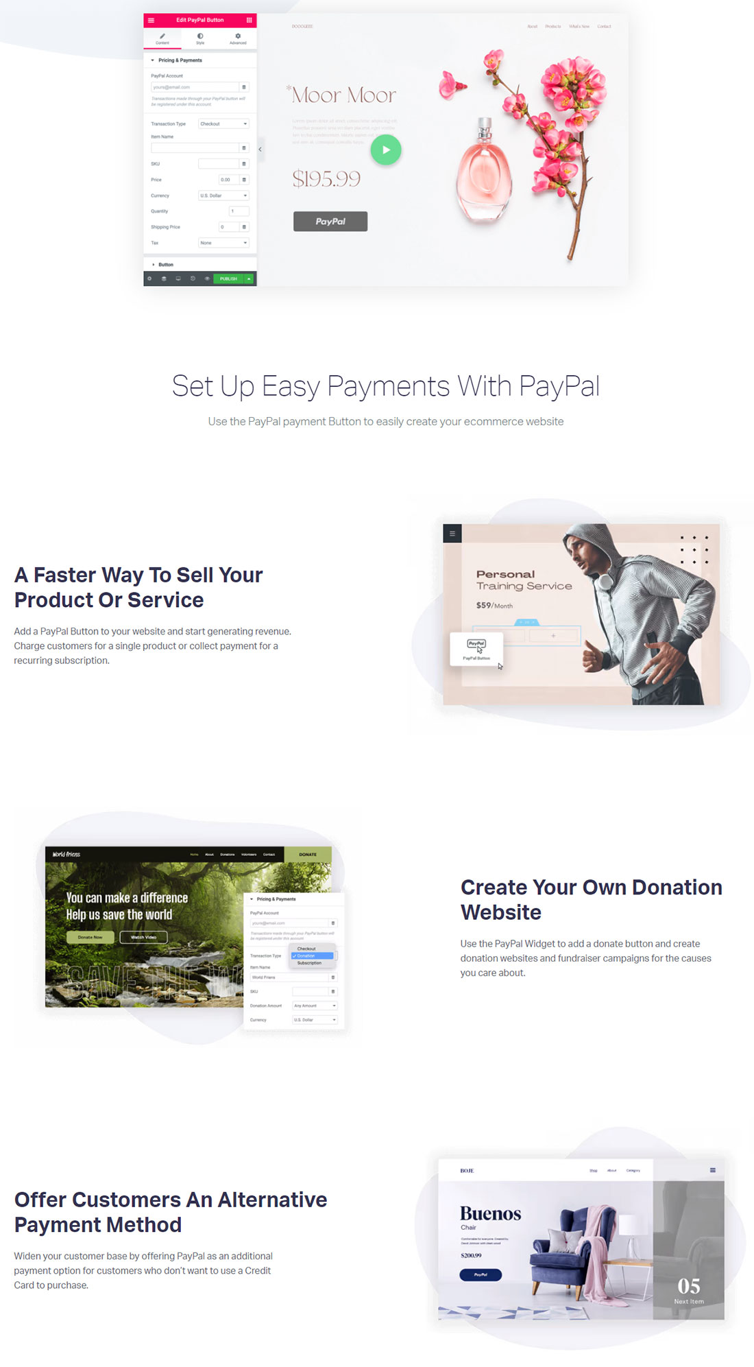 PayPal Widget por Elementor Pro