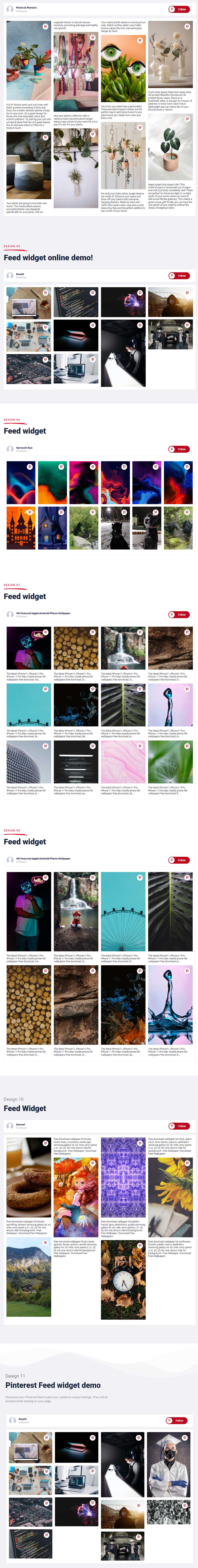 Pinterest Feed Widget di ElementsKit per Elementor