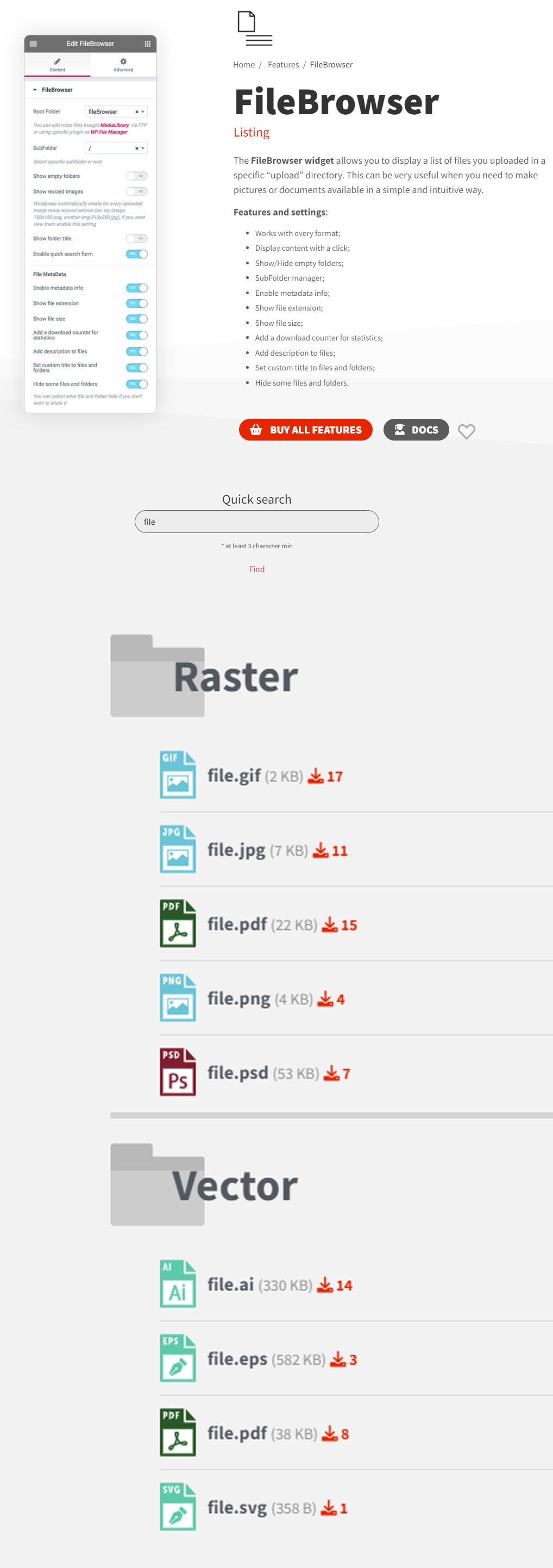 Dateibrowser Widget von Dynamic.ooo für Elementor