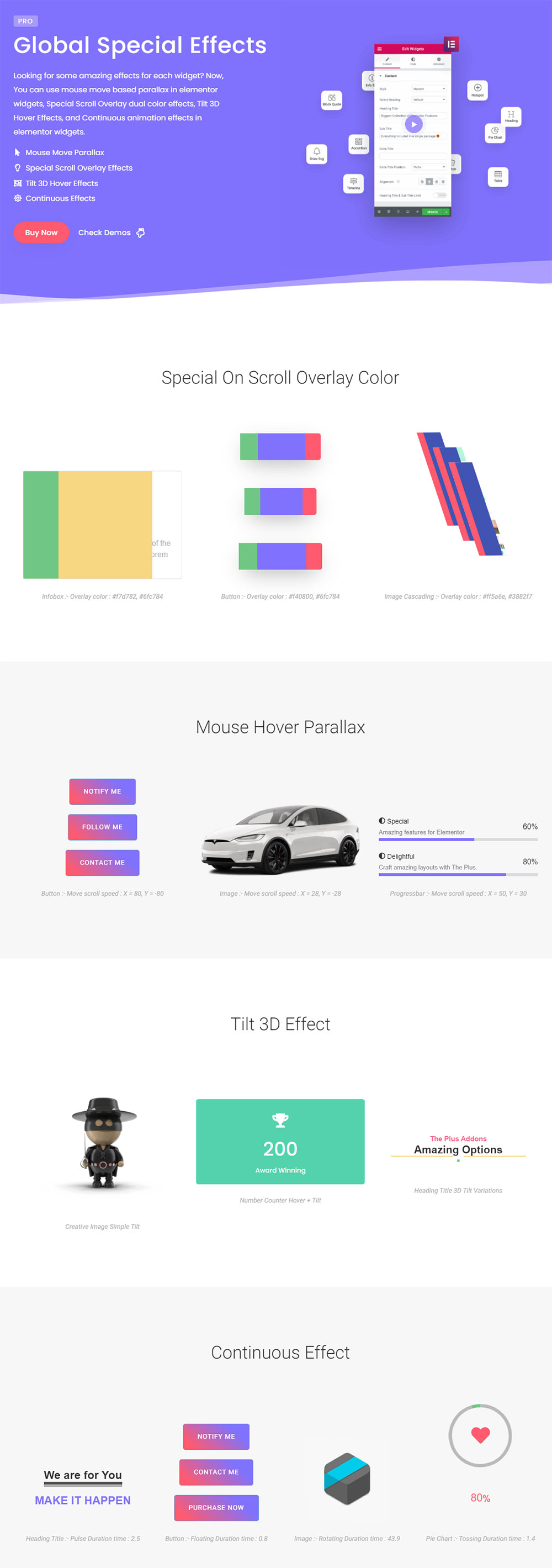 Sovrapposizione di colore su rotolo Widget da The Plus Addons per Elementor