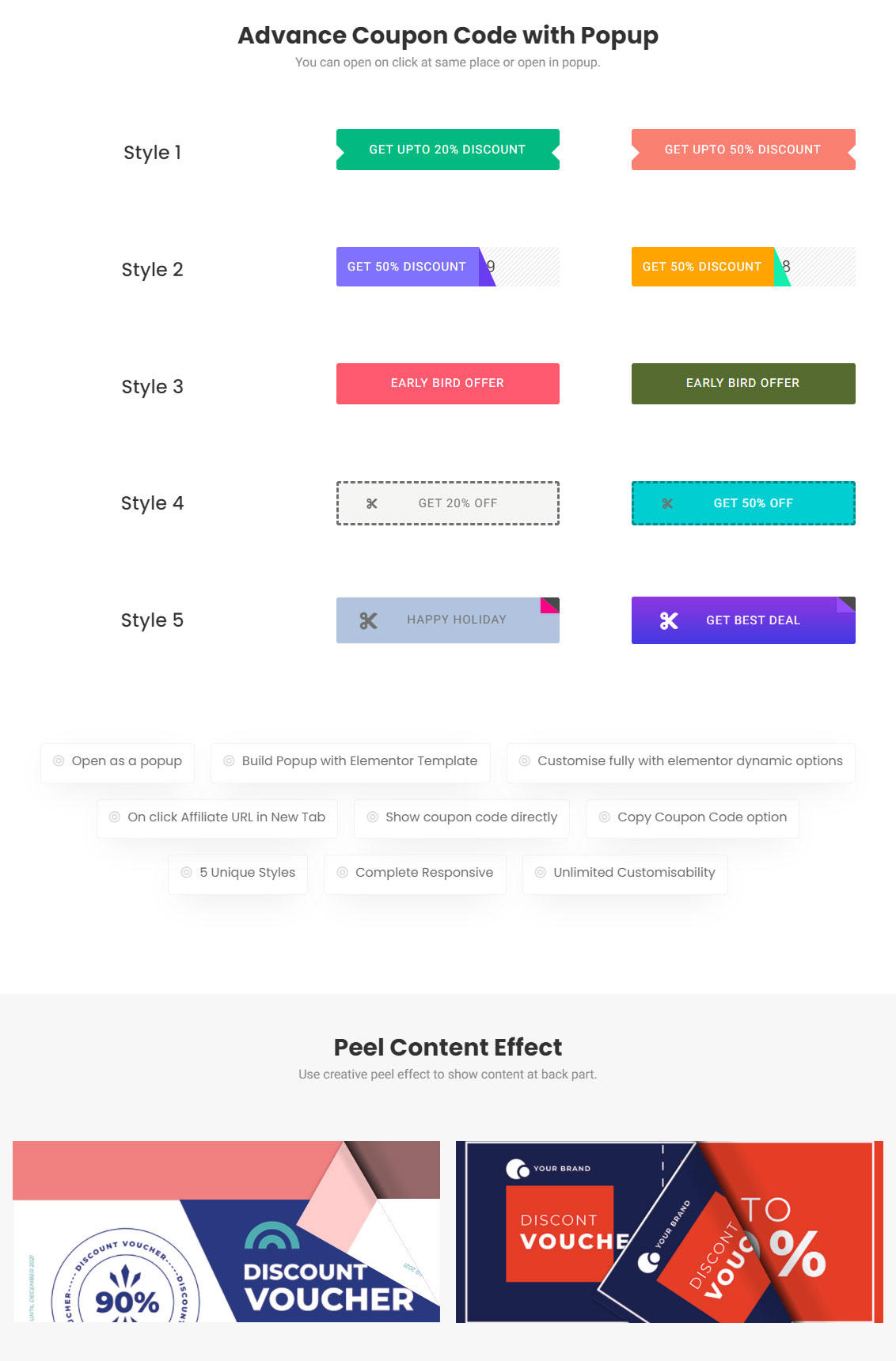 Coupon Code Widget da The Plus Addons per Elementor