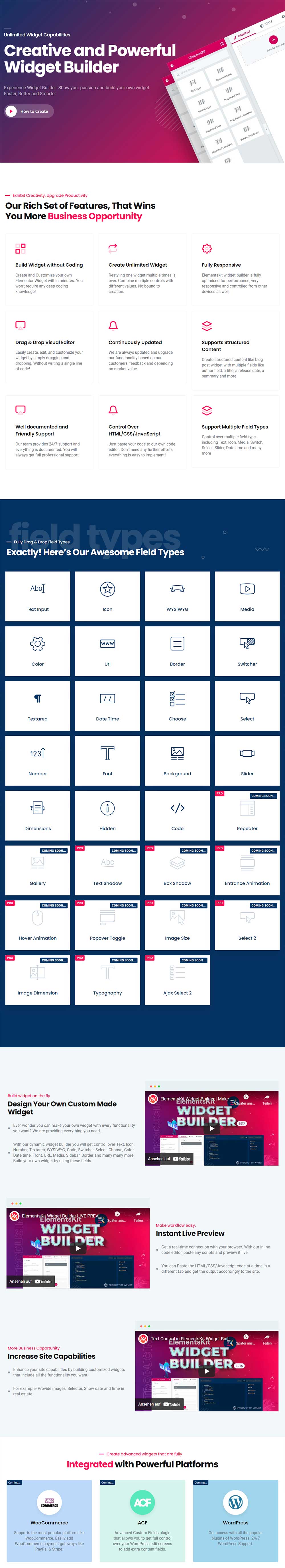 Widget Creatore di ElementsKit per Elementor